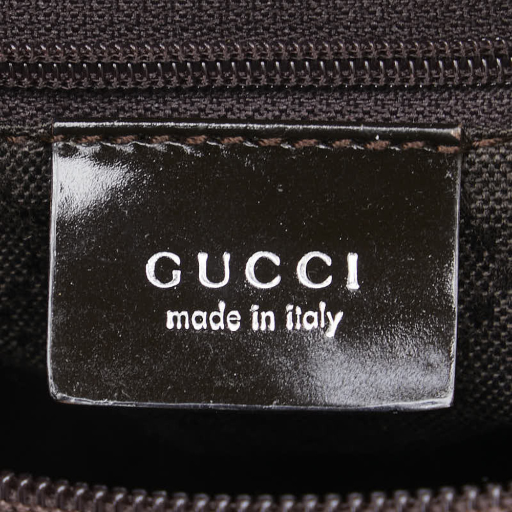 Gucci Top Handle Brown 2way Nylon Leather Bamboo Handbag - Picture 9 of 9